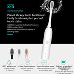 Brosses à dents électriques ultrasoniques rechargeables à poils souples, avec 6 vitesses et 4 brossettes