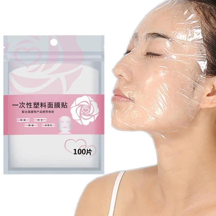 Lot de 10 masques faciaux jetables transparents en film plastique pour salon de beauté
