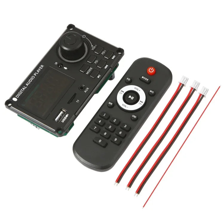 Amplificateur de puissance à écran couleur 100W 12V TPA3116 Carte décodeur Bluetooth avec enregistrement d'appels, télécommande en silicone, petite télécommande en silicone, petite télécommande