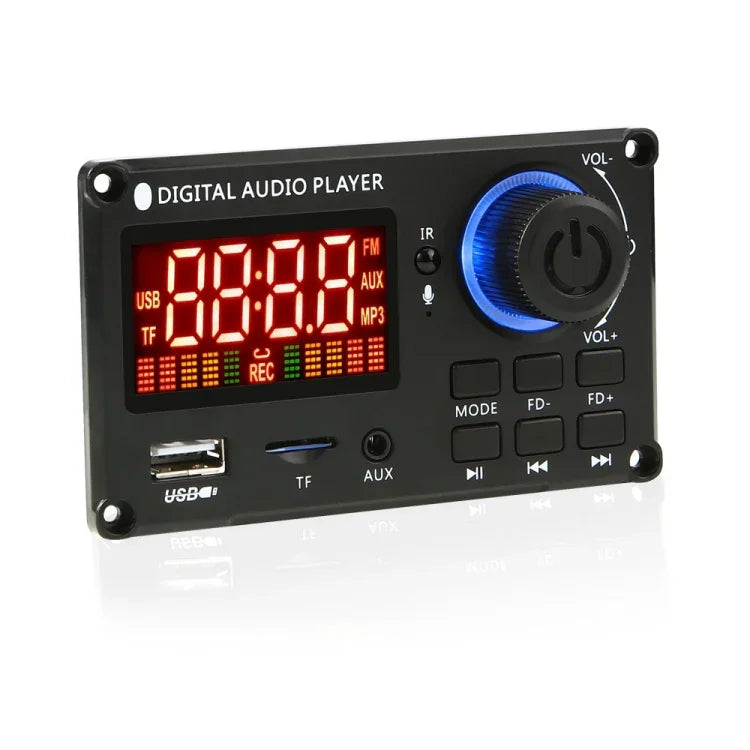 Amplificateur de puissance à écran couleur 100W 12V TPA3116 Carte décodeur Bluetooth avec enregistrement d'appels, télécommande en silicone, petite télécommande en silicone, petite télécommande
