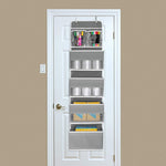 GD03 Sac de rangement mural en tissu, à accrocher derrière une porte d'armoire, 4+1 gris, 4+1 beige, fleur lanterne 4 compartiments