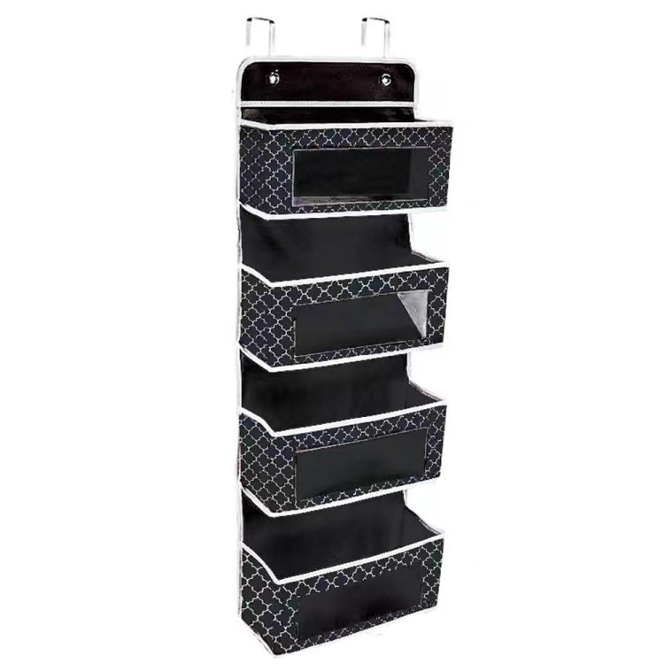 GD03 Sac de rangement mural en tissu, à accrocher derrière une porte d'armoire, 4+1 gris, 4+1 beige, fleur lanterne 4 compartiments