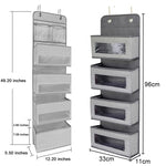 GD03 Sac de rangement mural en tissu, à accrocher derrière une porte d'armoire, 4+1 gris, 4+1 beige, fleur lanterne 4 compartiments