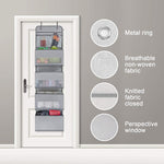 GD03 Sac de rangement mural en tissu, à accrocher derrière une porte d'armoire, 4+1 gris, 4+1 beige, fleur lanterne 4 compartiments