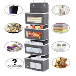 GD03 Sac de rangement mural en tissu, à accrocher derrière une porte d'armoire, 4+1 gris, 4+1 beige, fleur lanterne 4 compartiments