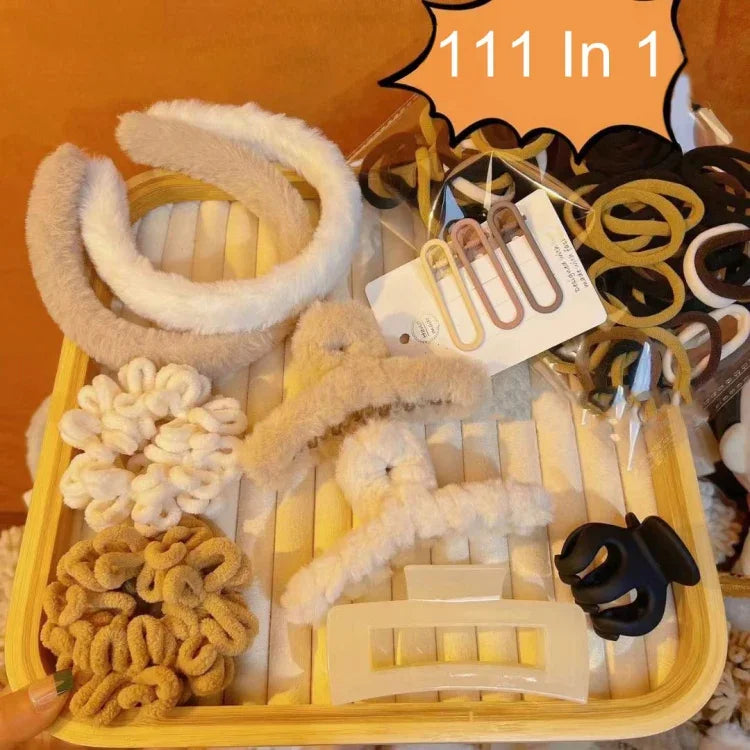 Lot d'accessoires pour cheveux mixtes : pince à cheveux, élastique, serre-tête simple et élégant, 111 pièces, 31 pièces, 67 pièces