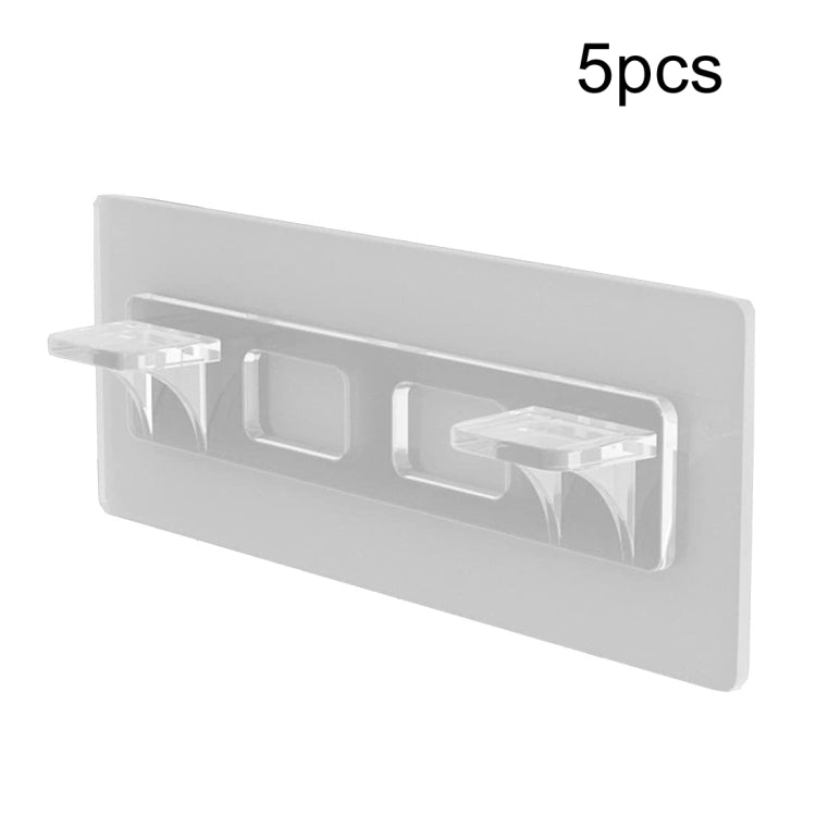5 pièces Support d'étagère adhésif en plastique, Clip de support d'étagère de placard d'armoire sans poinçonnage, Autocollant de suspension murale, Plateau de séparation double rangée longue