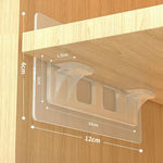 5 pièces Support d'étagère adhésif en plastique, Clip de support d'étagère de placard d'armoire sans poinçonnage, Autocollant de suspension murale, Plateau de séparation double rangée longue