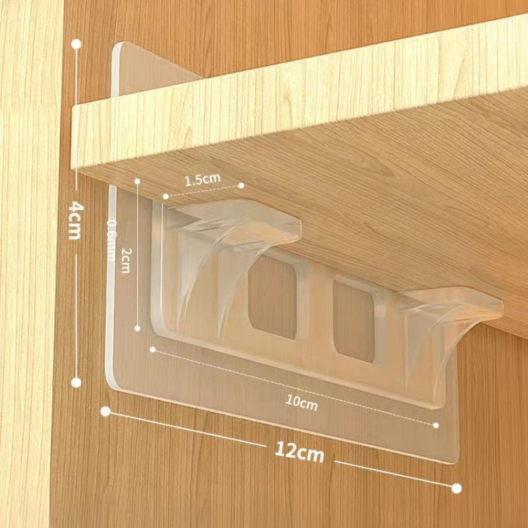 5 pièces Support d'étagère adhésif en plastique, Clip de support d'étagère de placard d'armoire sans poinçonnage, Autocollant de suspension murale, Plateau de séparation double rangée longue