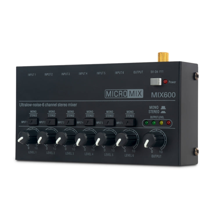 Mixeur audio stéréo 6 canaux ultra-compact à faible bruit, prise US, MIX600
