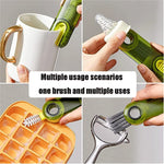 Brosse de nettoyage 3 en 1 en forme de U pour couvercle de tasse, nettoyeur de rainures de couvercle de bouteille d'eau, B Gris, B Bleu, B Vert