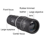 Télescope monoculaire haute définition 16x52 pour observation d'oiseaux en extérieur, prisme 16x52, film vert 16x52, sans sac 16x52, avec clip+trépied 16x52