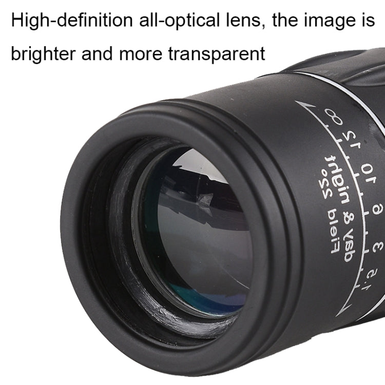 Télescope monoculaire haute définition 16x52 pour observation d'oiseaux en extérieur, prisme 16x52, film vert 16x52, sans sac 16x52, avec clip+trépied 16x52