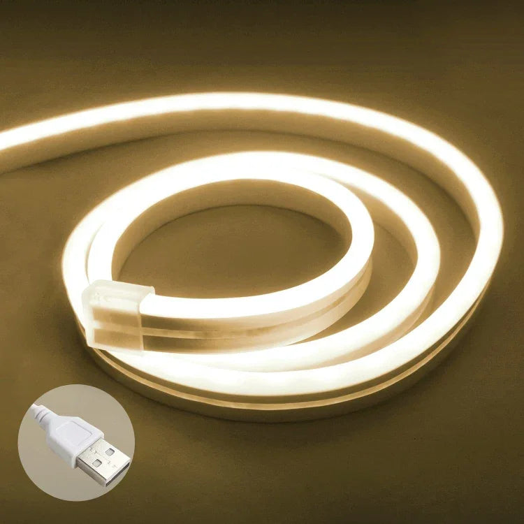 Bande LED 2m 5V USB flexible néon silicone, ensemble de bandes souples, USB (rose), USB (couleur chaude), USB (bleu)