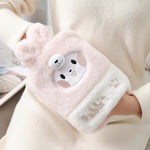 Bouillotte 1L Double Mains en Peluche Mignonne, Chiot Noir et Blanc, Ours Brun, Grenouille Vert Fruit, Canard Jaune, Lapin Rose, Consortium, Chat Coquin, Petit Ours Brun, Petit Lapin Blanc