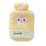 Bouillotte 1L Double Mains en Peluche Mignonne, Chiot Noir et Blanc, Ours Brun, Grenouille Vert Fruit, Canard Jaune, Lapin Rose, Consortium, Chat Coquin, Petit Ours Brun, Petit Lapin Blanc