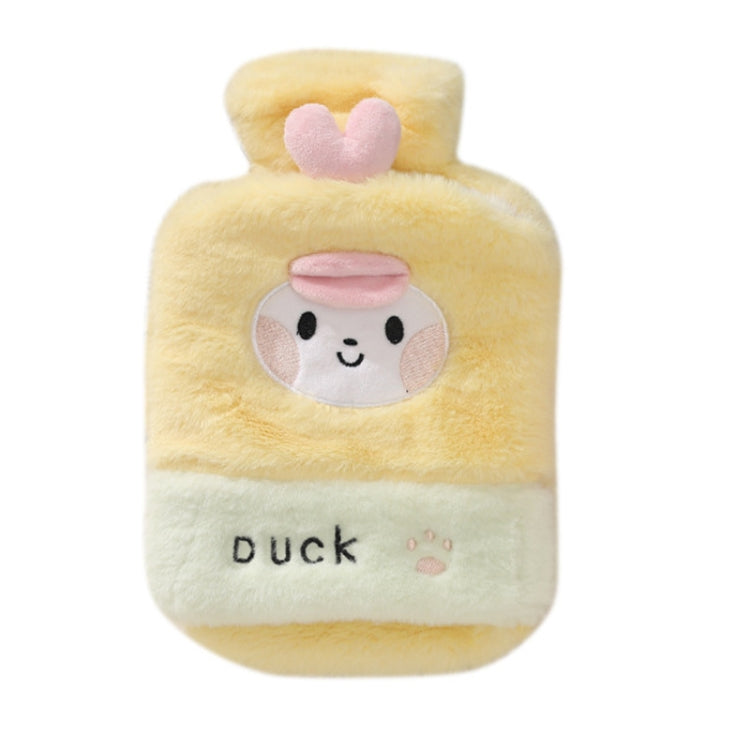 Bouillotte 1L Double Mains en Peluche Mignonne, Chiot Noir et Blanc, Ours Brun, Grenouille Vert Fruit, Canard Jaune, Lapin Rose, Consortium, Chat Coquin, Petit Ours Brun, Petit Lapin Blanc