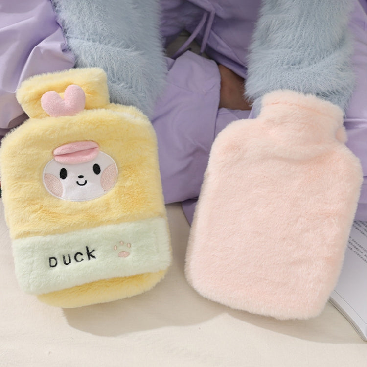 Bouillotte 1L Double Mains en Peluche Mignonne, Chiot Noir et Blanc, Ours Brun, Grenouille Vert Fruit, Canard Jaune, Lapin Rose, Consortium, Chat Coquin, Petit Ours Brun, Petit Lapin Blanc