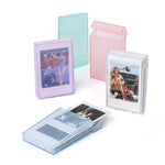 Boîte à photos pailletée de 3 pouces pour crème glacée, boîte de rangement pour cartes photo de célébrités pour Polaroids, transparente, rose, violette, bleue, verte