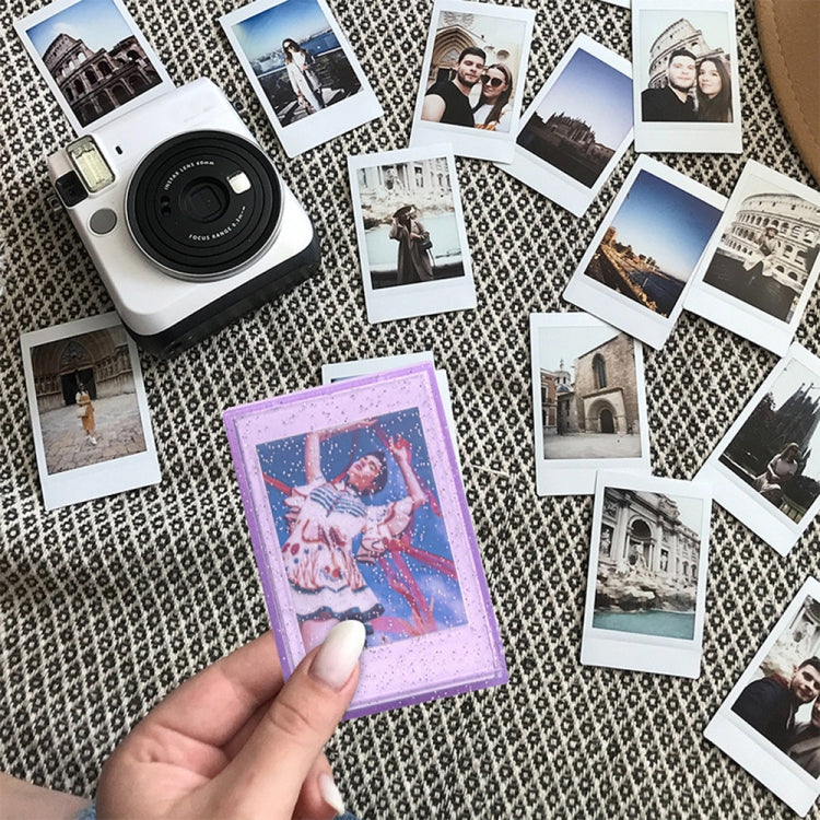 Boîte à photos pailletée de 3 pouces pour crème glacée, boîte de rangement pour cartes photo de célébrités pour Polaroids, transparente, rose, violette, bleue, verte