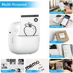 Imprimante portable mini Bluetooth à lumière RGB, imprimante d'étiquettes sans encre, avec 1 rouleau de papier, avec 5 rouleaux de papier, avec 5 rouleaux d'autocollants, avec 5 papiers + 5 autocollants + 3 papiers colorés