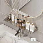 Étagère d'évier pour salle de bain, sans perçage, étagère de rangement, 30cm (blanc), 40cm (blanc), 50cm (blanc), 30cm (noir), 40cm (noir), 50cm (noir), 30cm (gris), 40cm (gris), 50cm (gris), 50cm en U (blanc), 50cm en U (noir), 50cm en U (gris)