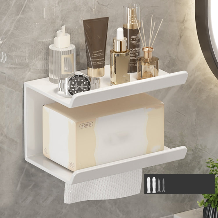 Étagère de salle de bain 2 en 1 sans perçage pour serviettes en papier, téléphone portable et articles de toilette