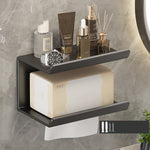 Étagère de salle de bain 2 en 1 sans perçage pour serviettes en papier, téléphone portable et articles de toilette