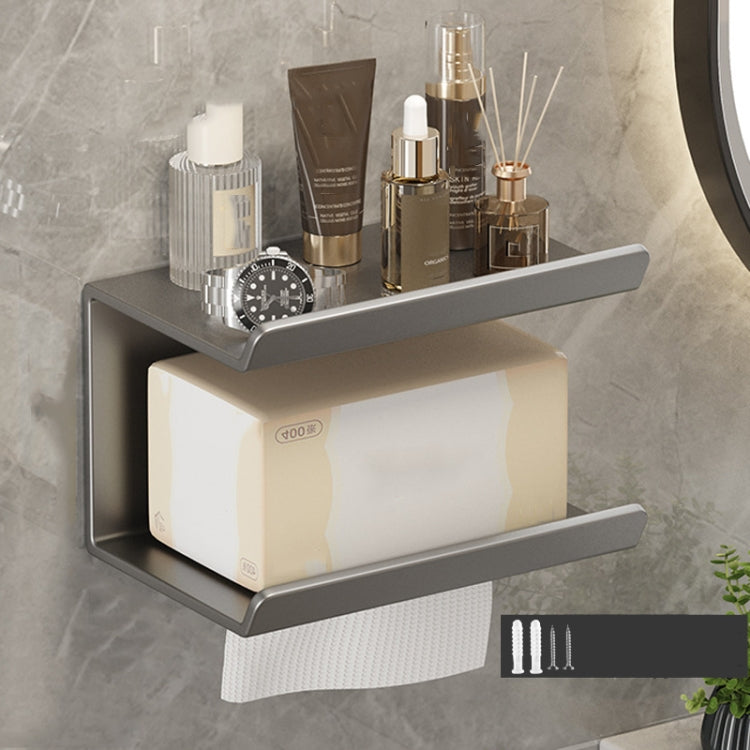 Étagère de salle de bain 2 en 1 sans perçage pour serviettes en papier, téléphone portable et articles de toilette