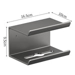 Étagère de salle de bain 2 en 1 sans perçage pour serviettes en papier, téléphone portable et articles de toilette