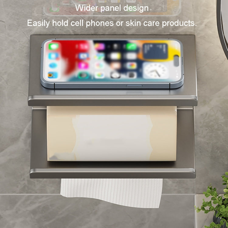 Étagère de salle de bain 2 en 1 sans perçage pour serviettes en papier, téléphone portable et articles de toilette