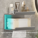 Étagère de salle de bain 2 en 1 sans perçage pour serviettes en papier, téléphone portable et articles de toilette