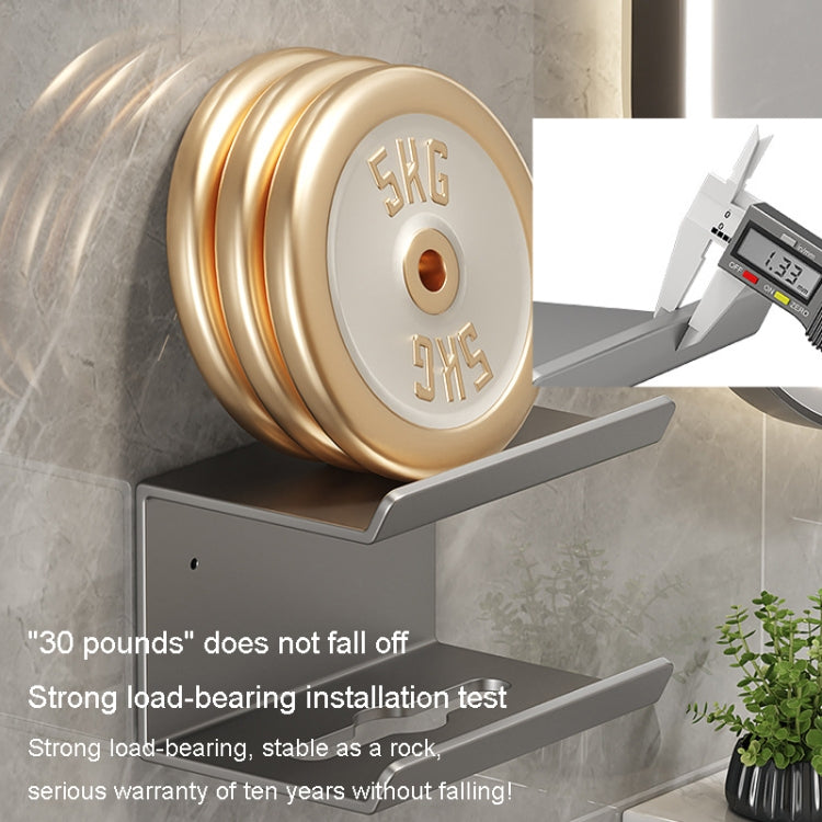Étagère de salle de bain 2 en 1 sans perçage pour serviettes en papier, téléphone portable et articles de toilette