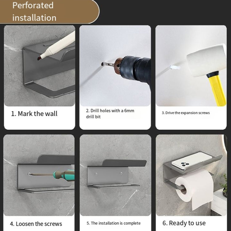 Étagère de salle de bain 2 en 1 sans perçage pour serviettes en papier, téléphone portable et articles de toilette