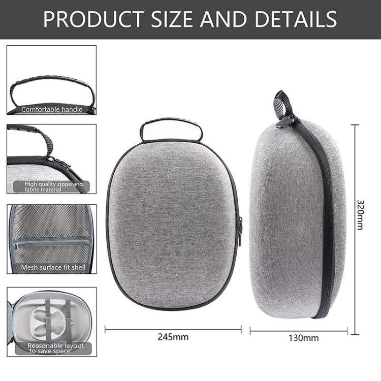 Pour Meta Quest 3 VR Sac de rangement EVA Coque rigide Sac à main, Gris