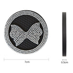 Car Multifunctional Anti-slip Coaster with Diamond Bow Crystal