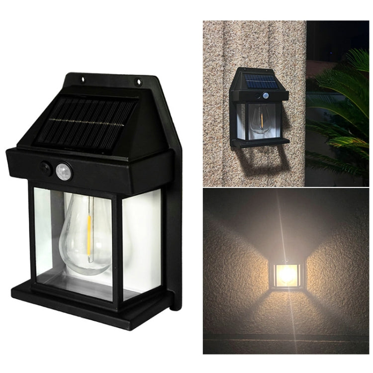 Applique murale extérieure solaire au tungstène 3 modes Détection corporelle étanche Jardin Villa Veilleuse, Noir normal, Blanc normal, Grand noir, Grand blanc