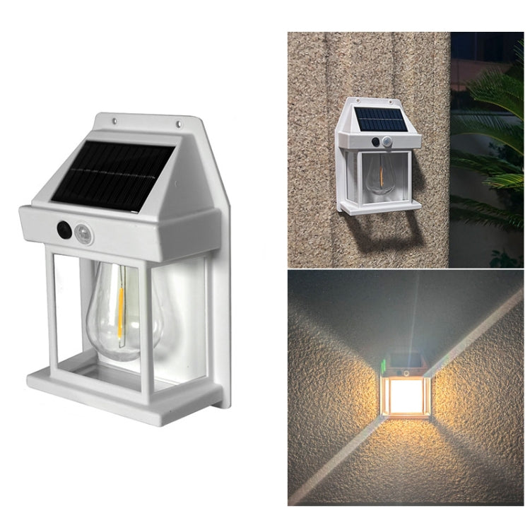 Applique murale extérieure solaire au tungstène 3 modes Détection corporelle étanche Jardin Villa Veilleuse, Noir normal, Blanc normal, Grand noir, Grand blanc