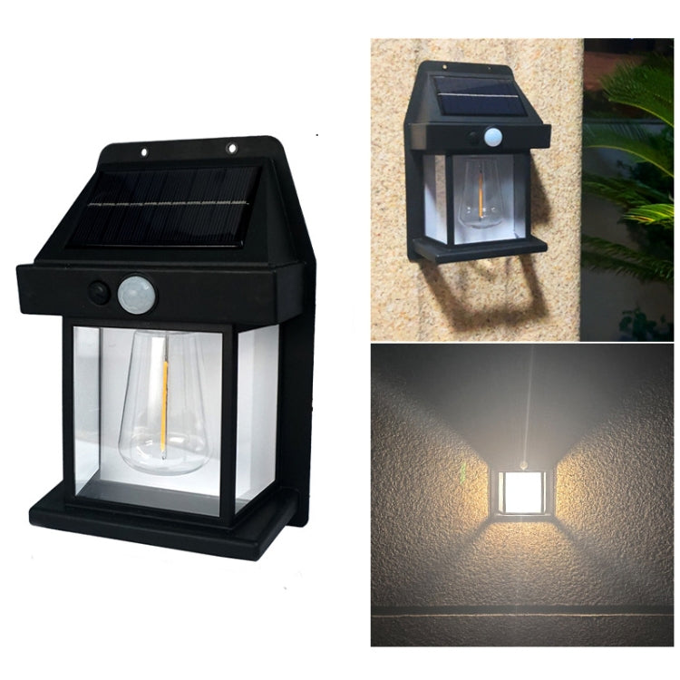 Applique murale extérieure solaire au tungstène 3 modes Détection corporelle étanche Jardin Villa Veilleuse, Noir normal, Blanc normal, Grand noir, Grand blanc
