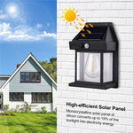 Applique murale extérieure solaire au tungstène 3 modes Détection corporelle étanche Jardin Villa Veilleuse, Noir normal, Blanc normal, Grand noir, Grand blanc