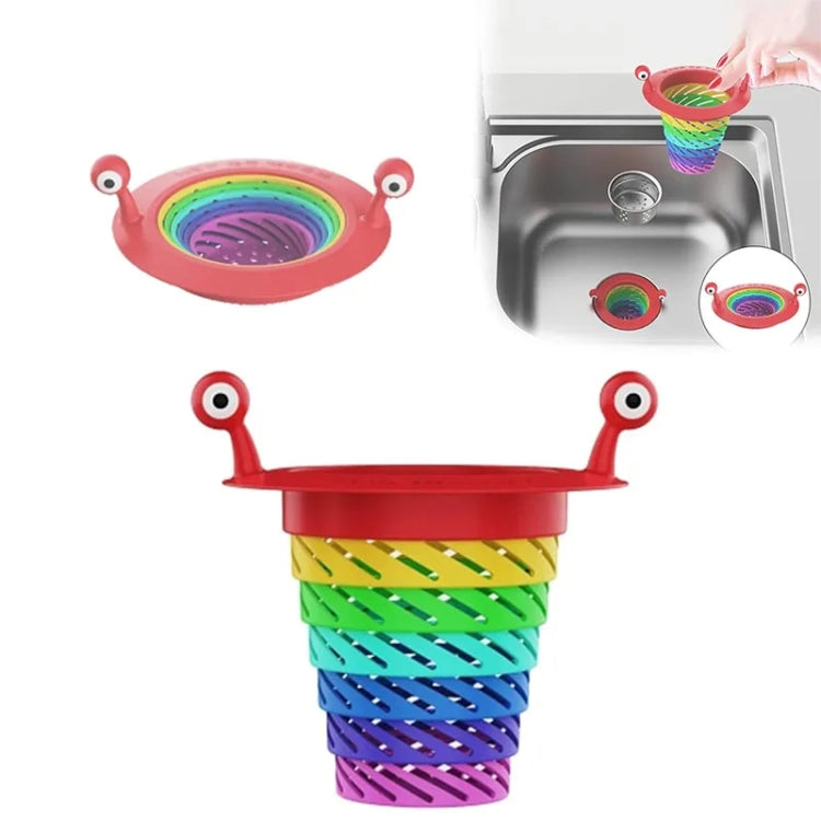 Crépine d'évier de cuisine universelle escamotable à motif monstre arc-en-ciel pour siphon de sol