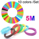 Consommables pour stylo d'impression 3D, filament de haute résistance 1,75 mm, matière première écologique, fil de soie d'impression, 10 couleurs / lot PCL 5 m