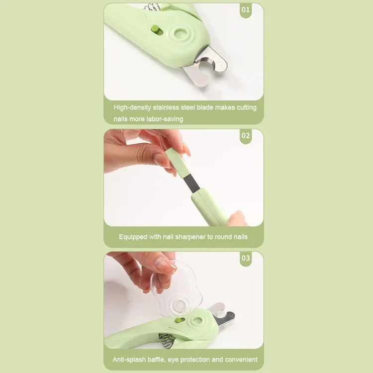 Coupe-Griffes LED pour Animaux de Compagnie, Coupe-Ongles pour Chiens et Chats avec Lime à Ongles, Blanc, Vert