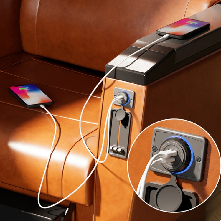 Car Ship Modified Waterproof USB Socket Charger, UCC-350 AC3.1A Total 3.1A 15.5W