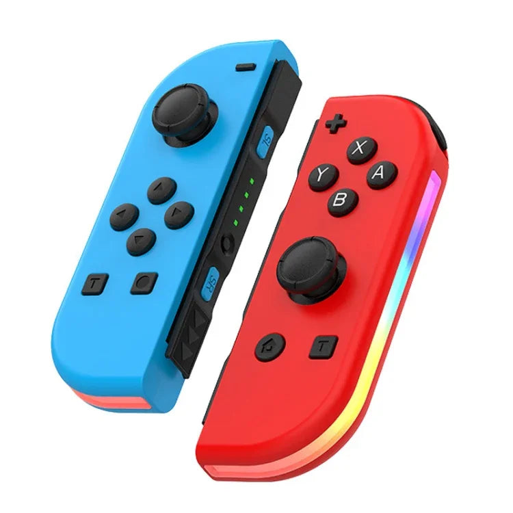 Manettes de jeu JOY-02 (gauche et droite) avec éclairage RGB, Bluetooth, compatibles Switch / Switch OLED / Switch Pro / Switch Lite / Joy-Con, bleu-rouge, vert-bleu, blanc