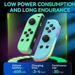 Manettes de jeu JOY-02 (gauche et droite) avec éclairage RGB, Bluetooth, compatibles Switch / Switch OLED / Switch Pro / Switch Lite / Joy-Con, bleu-rouge, vert-bleu, blanc