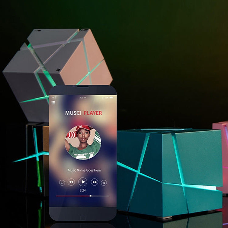 Enceinte Bluetooth AI Qone Cube à Commande Vocale avec Lumière RGB Mini Audio Sans Fil, Commande Vocale AI (Bleu), Commande Vocale AI (Rose), Commande Vocale AI (Noir), Commande Vocale AI (Blanc)