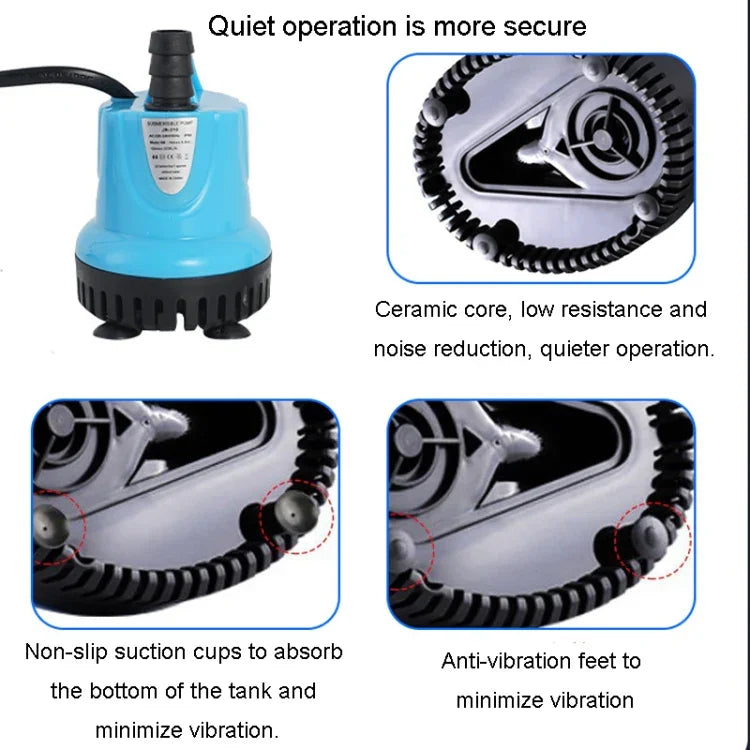 Pompe à aspiration par le bas anti-séchage pour aquarium, pompe submersible à succion de déchets, wigwam bonsaï, JN-311 12W
