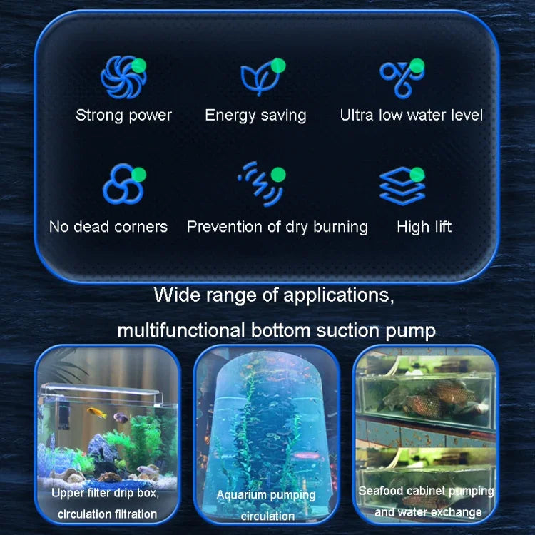 Pompe à aspiration par le bas anti-séchage pour aquarium, pompe submersible à succion de déchets, wigwam bonsaï, JN-311 12W