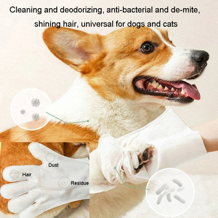 KIMHOME Pet Lingettes Gant de Bain Sans Rinçage pour Chiens et Chats Nettoyage Désodorisant Nettoyage à Sec Fournitures pour Animaux de Compagnie, 6 lingettes/paquet